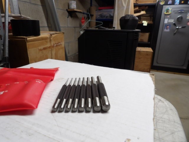 Starrett 565 Steel Drive Pin Punch Set of 8 in Red Pouch, Used