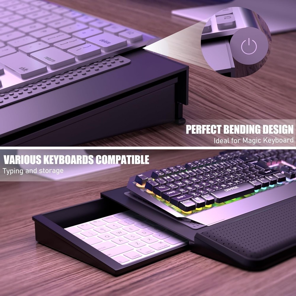 Computer Keyboard Stand With Wrist Rest Storage Tray Acrylic Riser Ergonomic