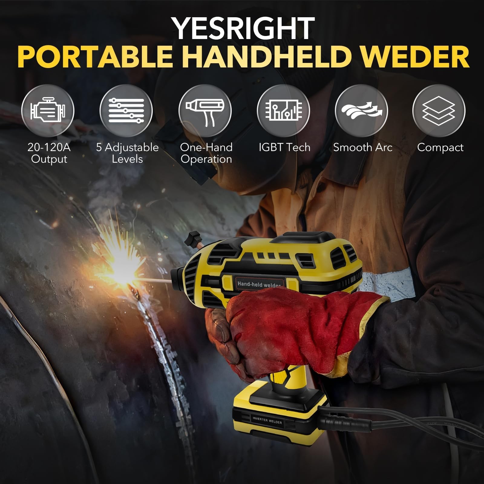 Portable Stick Welder 110V, 120A Handheld Welding Gun with Goggles & 30 Rods