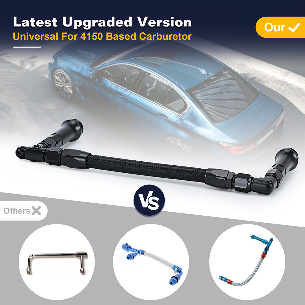 For Holley Carburetor Fuel Line 4150 Based Quickfuel AED Dual Feed Braided Black