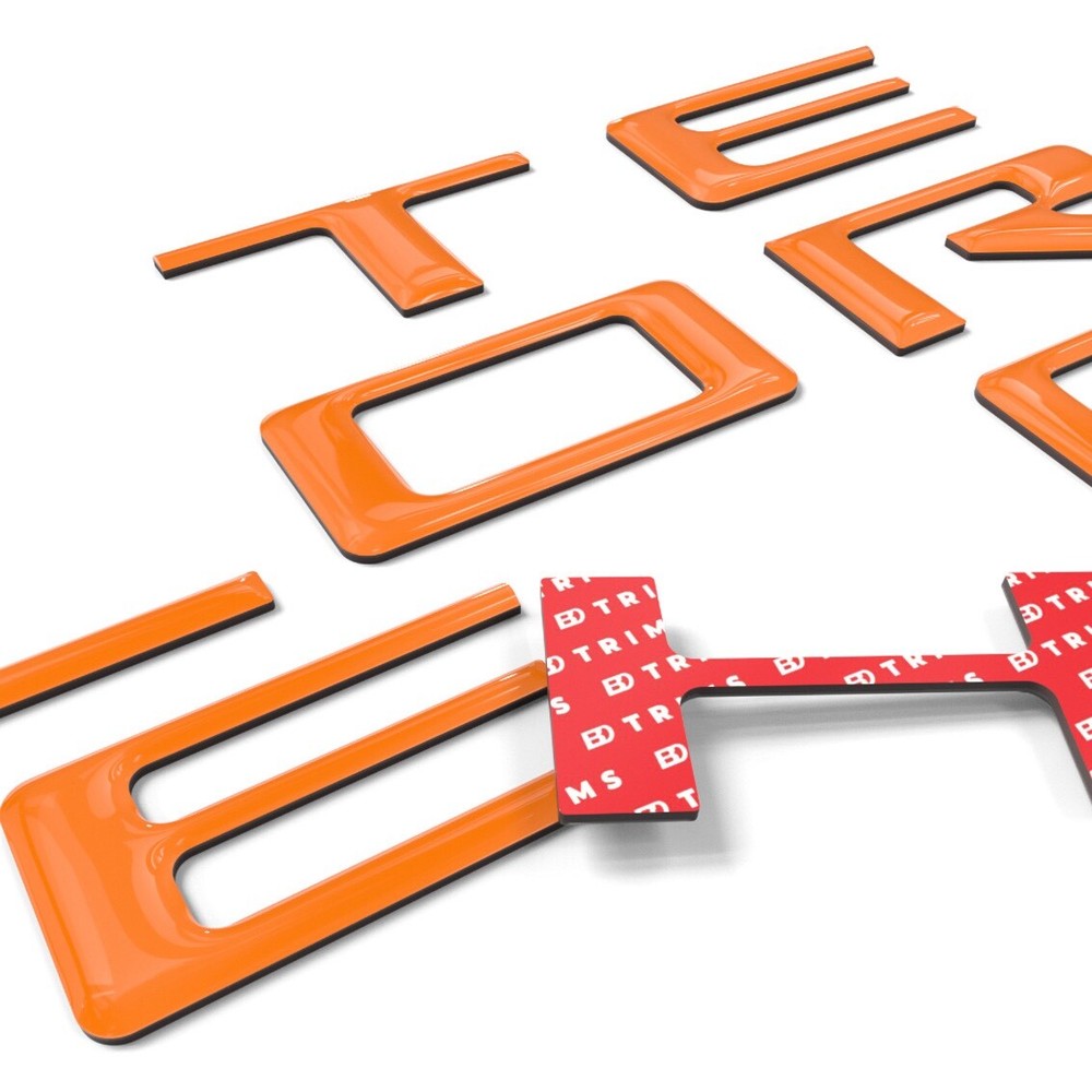 Orange 3D Domed Raised Tailgate Letters compatible with Silverado 2019-2026