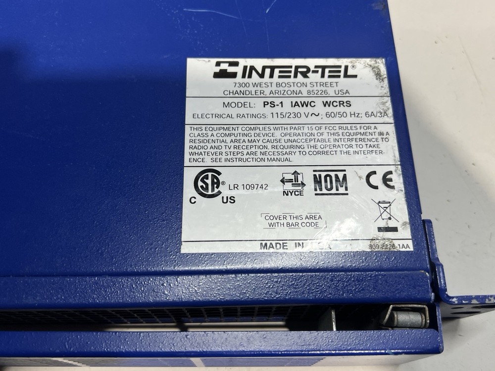 Inter-tel / Mitel 580.5600 PS1 IAWC WCRS 1U Call Processing Server