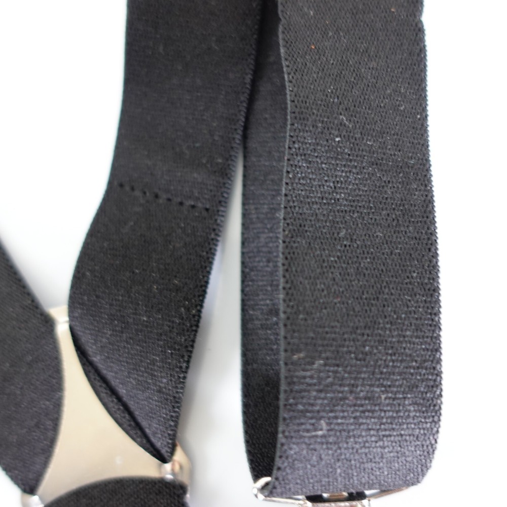 Suspender Mens Black Silver Clip On Adjustable Strap Stretch X Back Solid Work