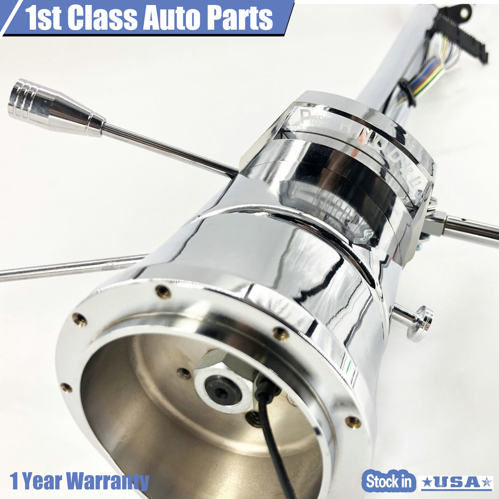 30" Auto Column Shift Tilt Steering Column Indicator W/ Wheel Adapter Chrome