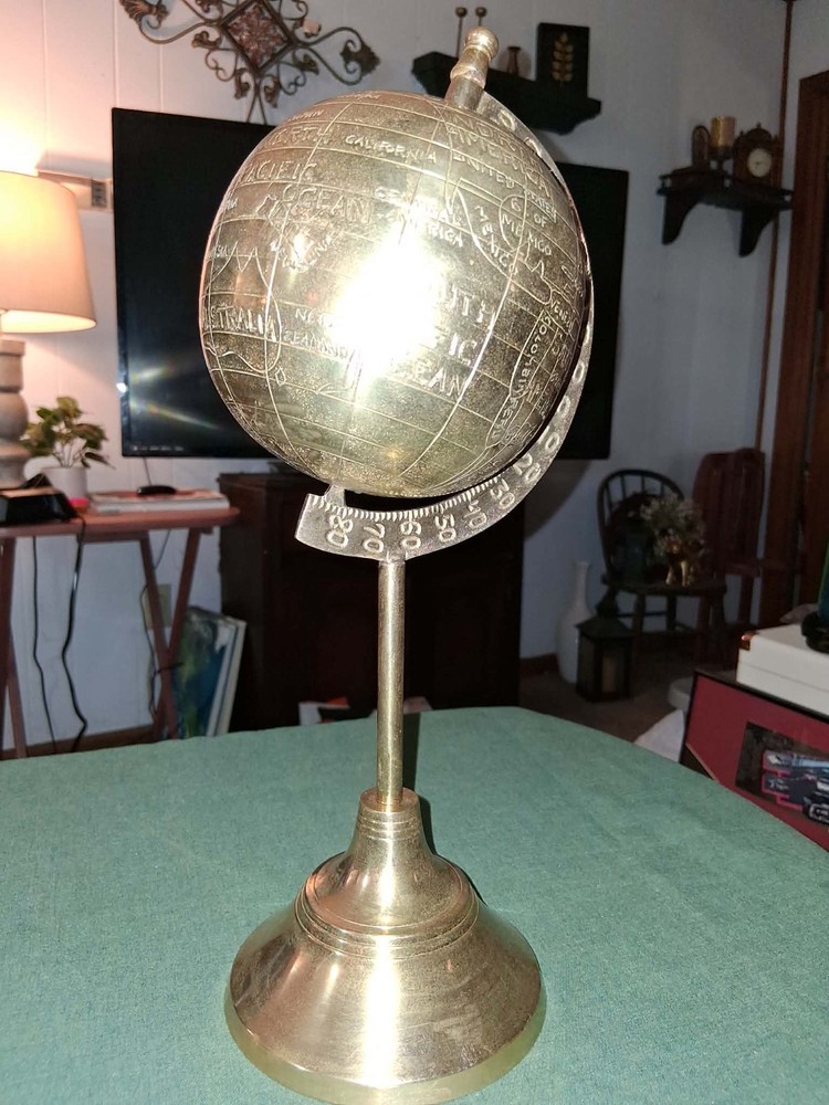 MARITIME NAVIGATIONAL SOLID BRASS WORLD GLOBE