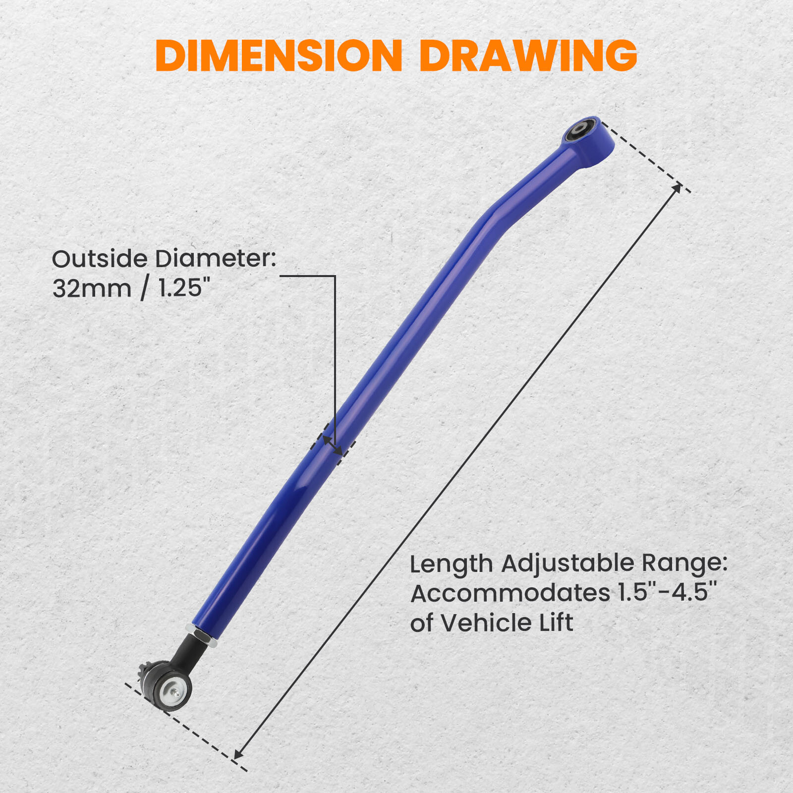 Adjustable Front Track Bar For Jeep Wrangler TJ & Cherokee XJ w/1.5-4.5" Lift