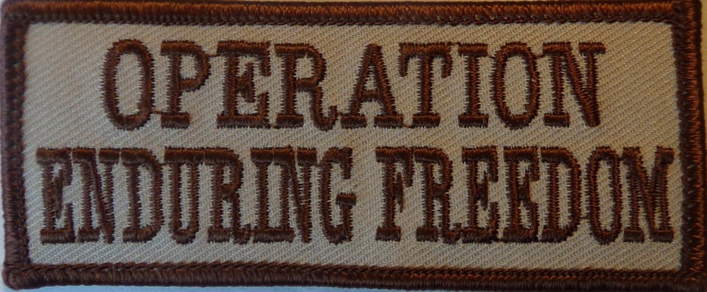OPERATION ENDURING FREEDOM PATCH - TAN DESERT SAND -  EMBROIDERED PATCH  - NEW