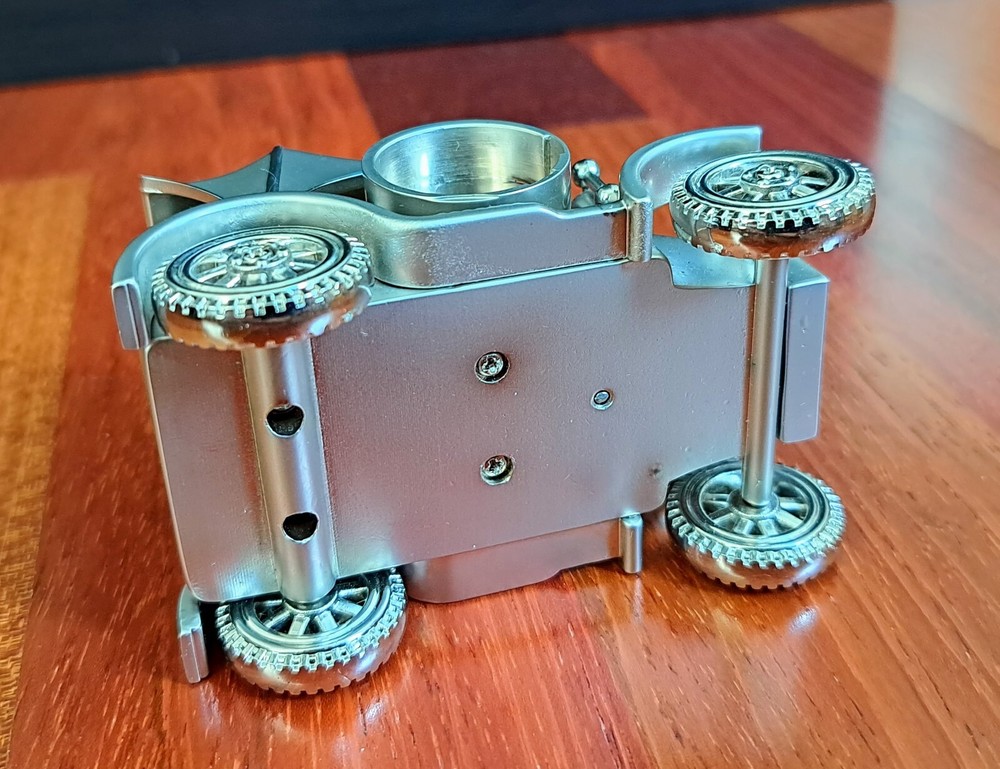 Vintage Platinum Miniature C331 Silver Classic Car Clock, Missing Clock