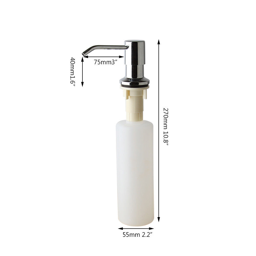 US Chrome Kitchen Liquid Soap Dispenser Single Hole Deck Mount Pump Bottle Sink