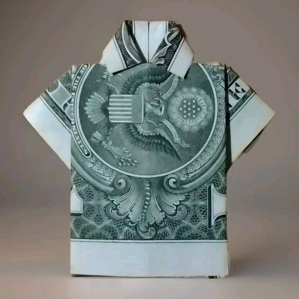 Money Origami Shirt Real Dollar Bill Art Party Gift Novelty Individual Bag