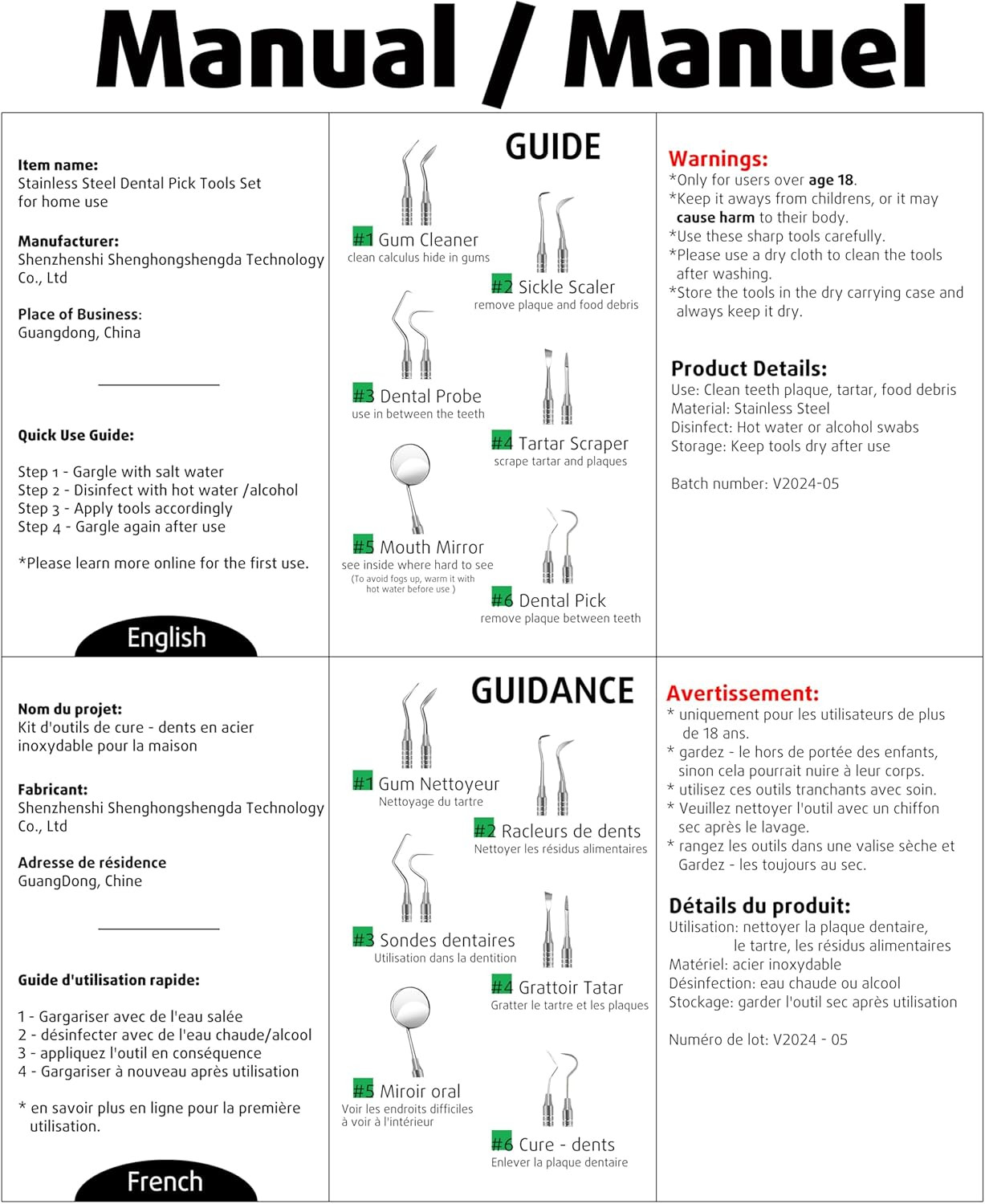 Dental Tools, Dental Pick for Teeth Cleaning, Stainless Steel Hygiene Kit with