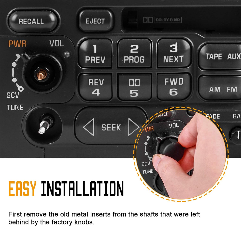 2 PCS Stereo Radio Volume Control Knobs Kit OEM Replacement for GMC Cadillac Che