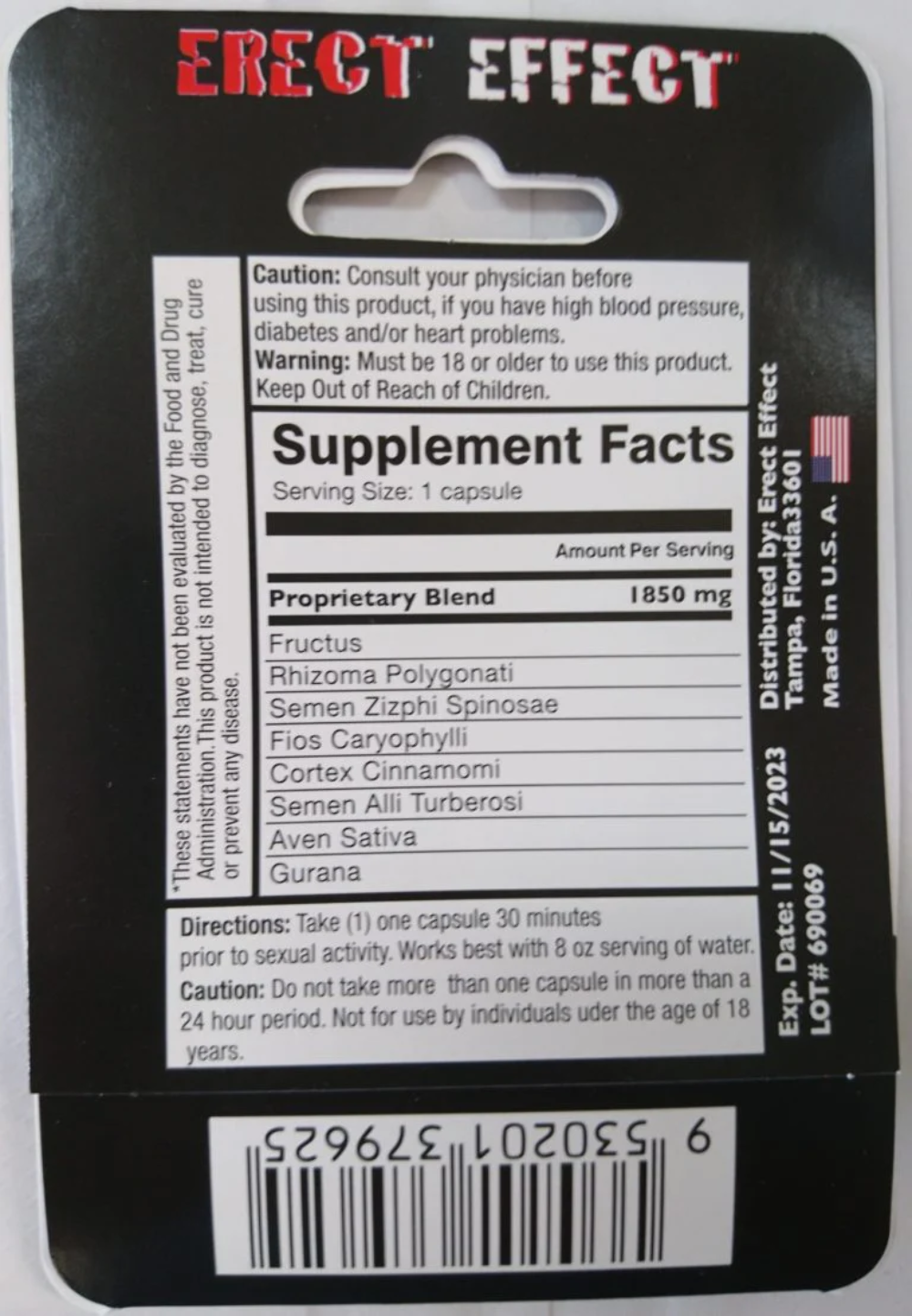 Erect Effect 1850mg Case of 24
