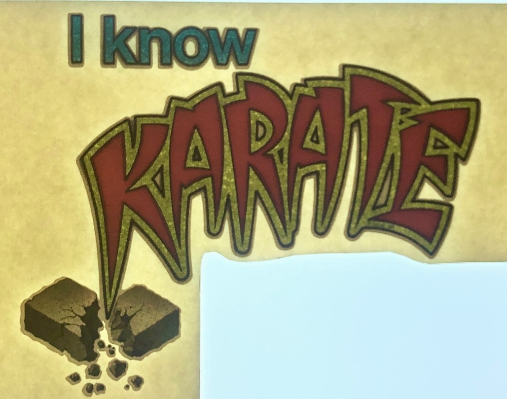 Original Vintage Glitter I Know Karate Iron On Transfer
