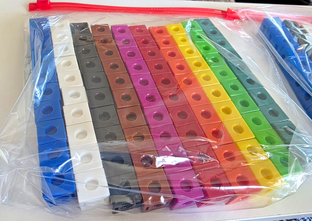 100pc Set Math Linking Cubes - 10 Colors (10 ea) - Cleaned & Sanitized Free Ship