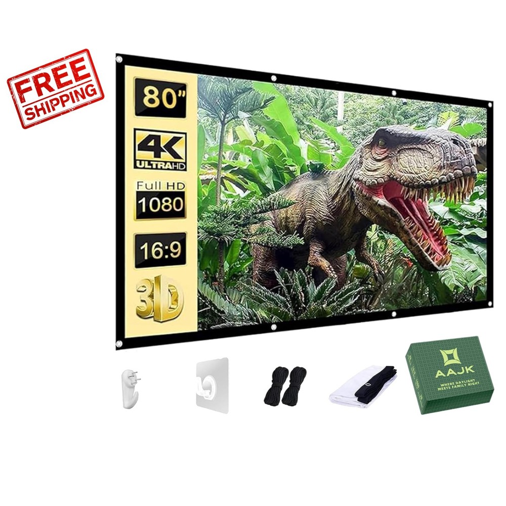 Matte Finish 80-Inch Projector Screen - Washable & Double-Sided Projection