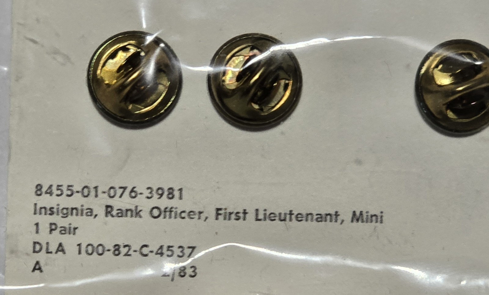 Pair of 1st LT First Lieutenant Rank Insignia Silver bars USA "Mini" NOS ARMY