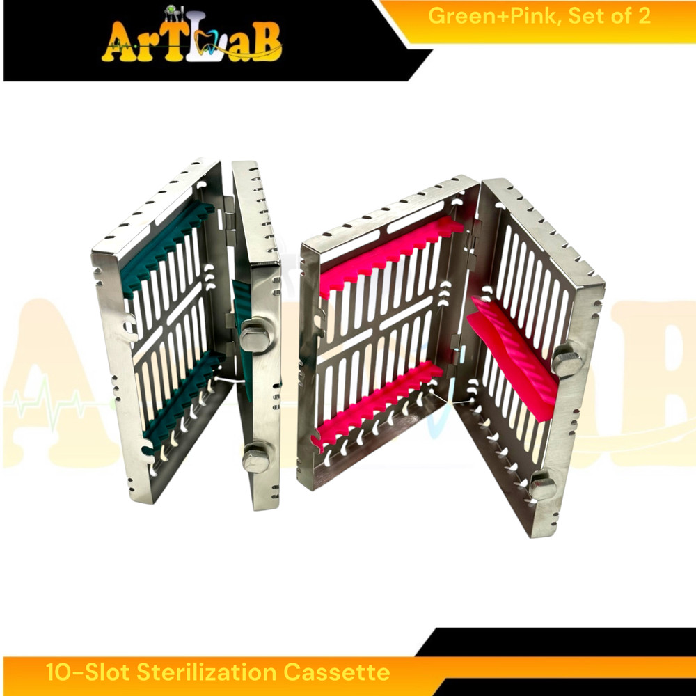 Autoclave Sterilization Boxes for 10 Instruments Each, Detachable, 2-Button (2PK