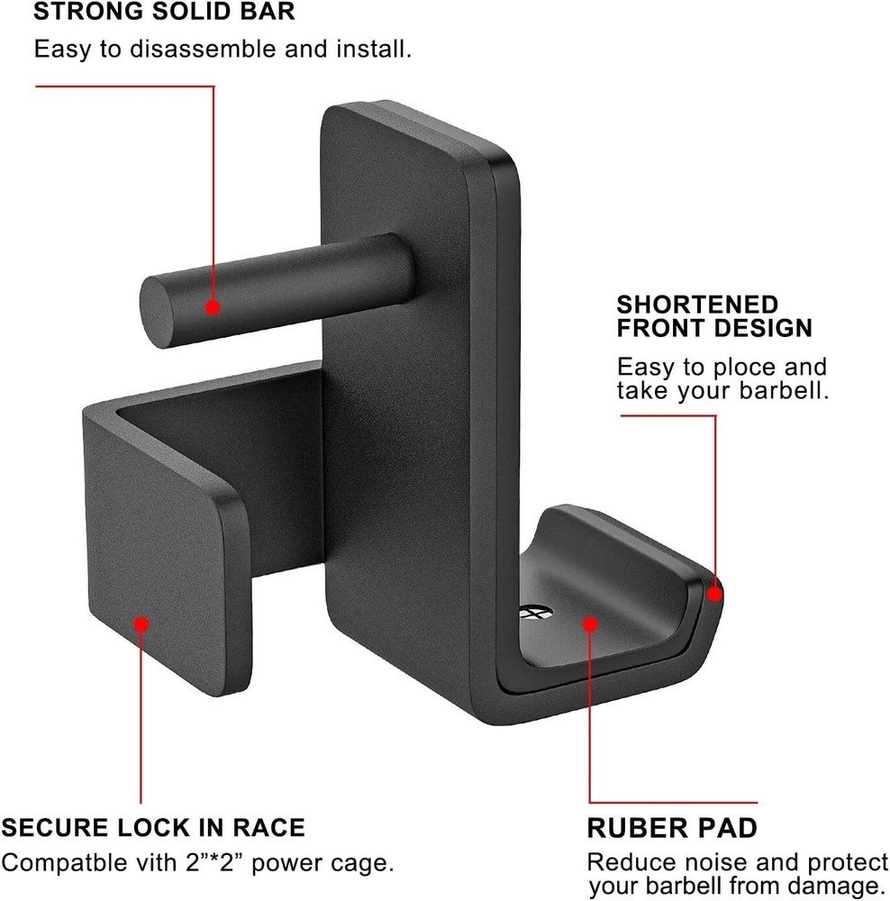 Solid Steel J Hooks for 2"x2" Power Cage - Heavy-Duty Squat Rack Attachment