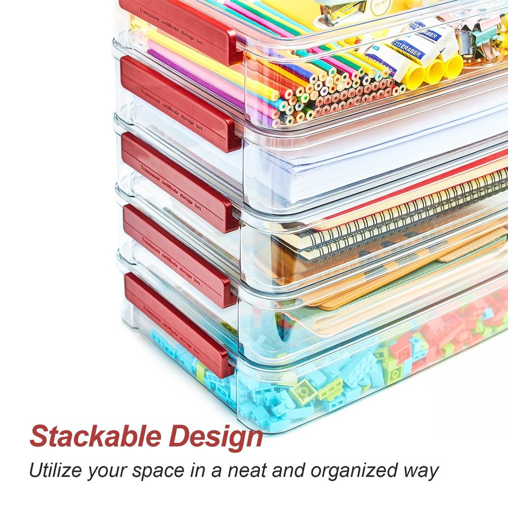 5.5qt Portable Project Case 9 X 13 Clear Stackable Plastic Storage With Lids ...
