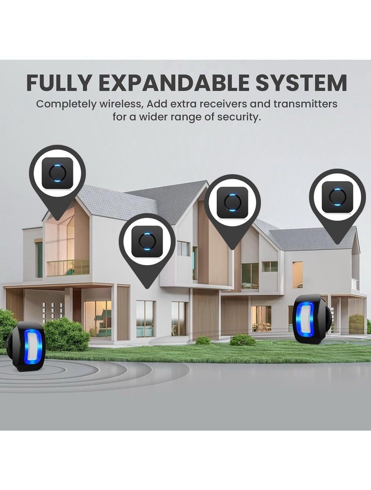 Wireless Motion Sensor LED Light - Motion Detector Alarm Chimes Door Sensor with