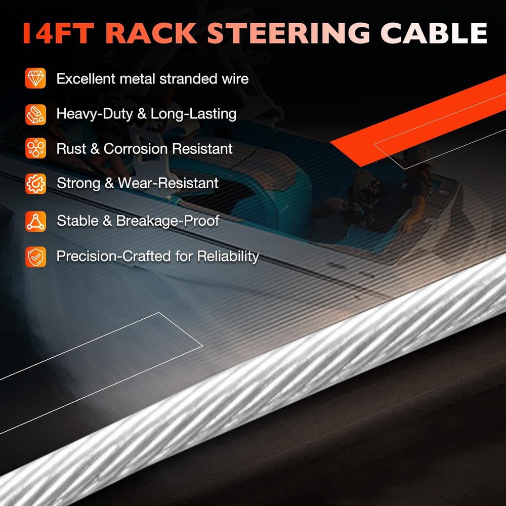 14 FT Back Mount Steering Cable Kit For Seastar Teleflex Rack Steering SS14114