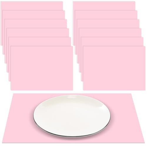 Pcs Paper Placemats, Disposable Rectangular Table Setting Mats for 60 Pink