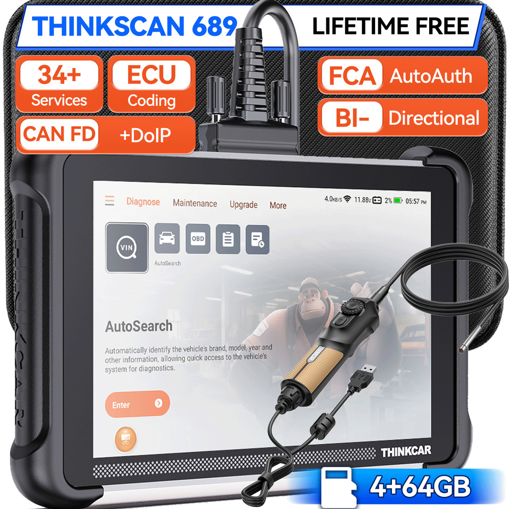 THINKSCAN 689 Full OBD2 Scanner All System Diagnostic Tool E.CU Reset +Endoscope