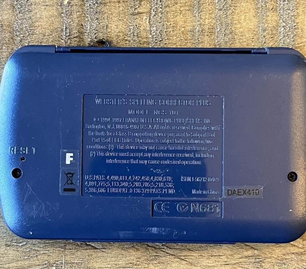 FRANKLIN NCS-101 WEBSTER'S SPELLING CORRECTOR SPELL CHECK ROLODEX DATABANK