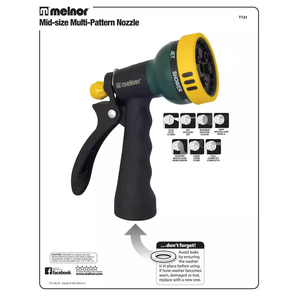 Mid-Size Poly Multi-Pattern Gun Nozzle