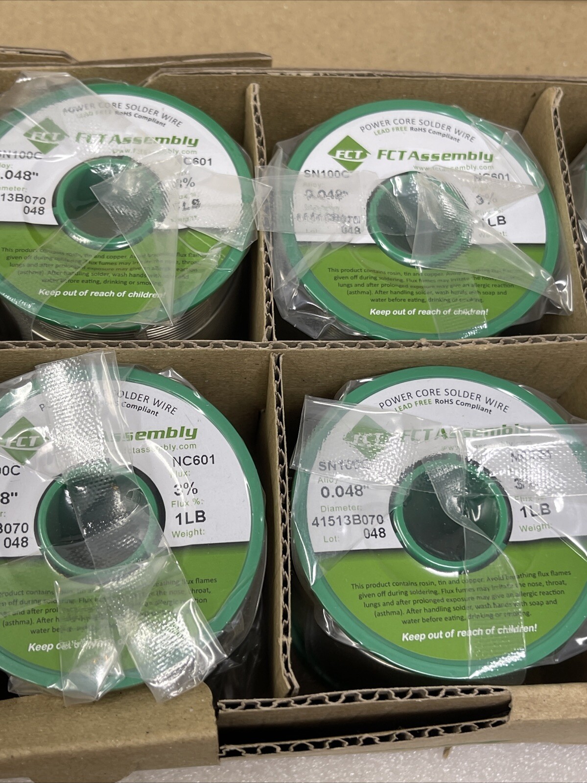 SN100C NC601 Lead Free Solder Wire, .048", 3% Flux, FCT, 10 Lbs (1 Lb Spools)