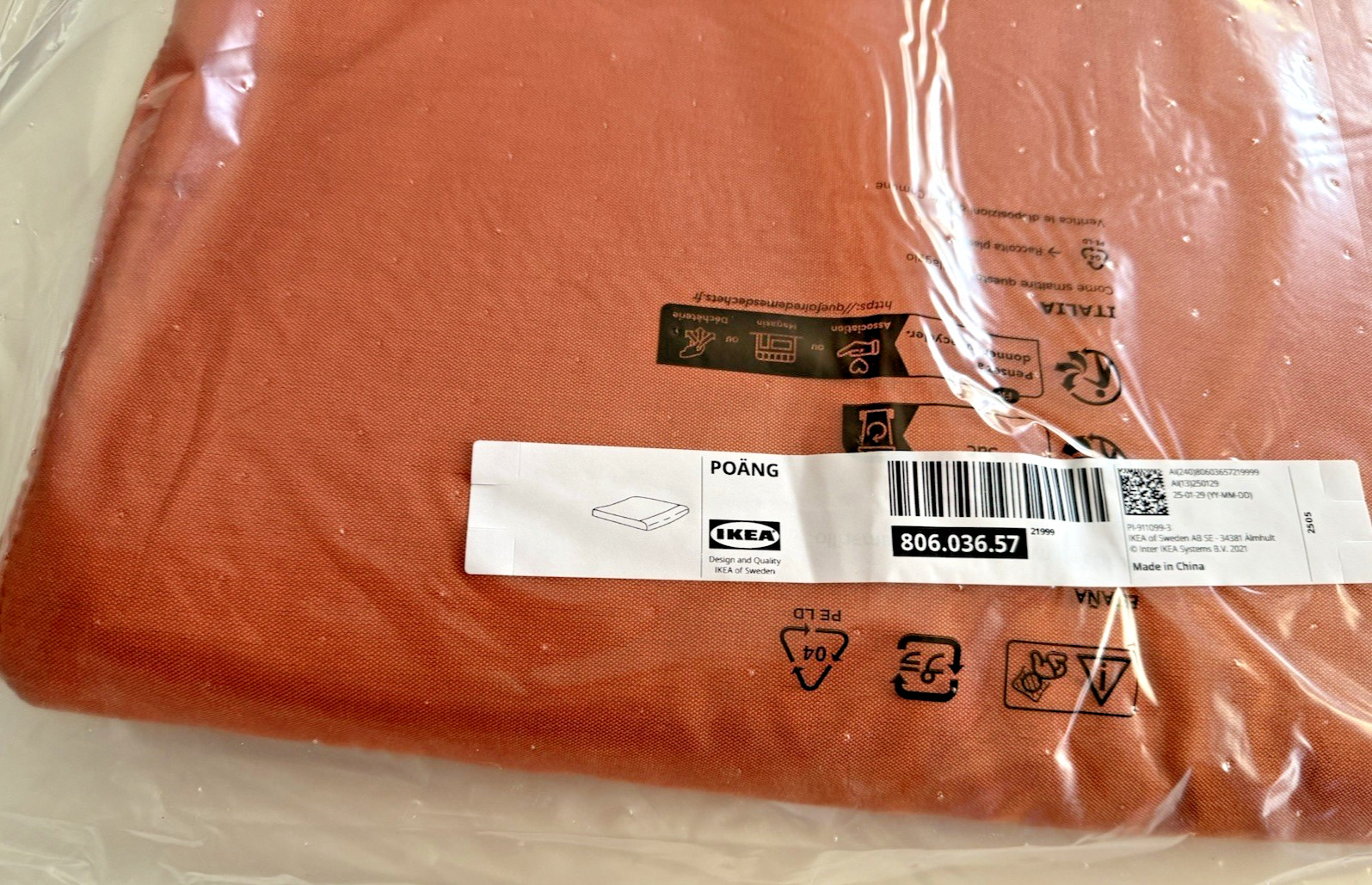 New IKEA POANG Footstool Ottoman Cushion Knisa bright orange 806.036.57