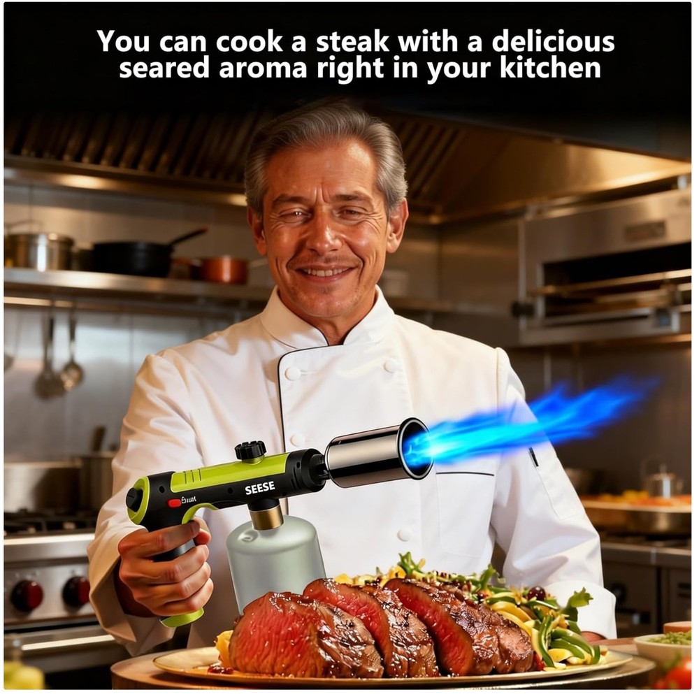 Durable Propane Torch Gun, Max Fire Button, Adjustable Flame