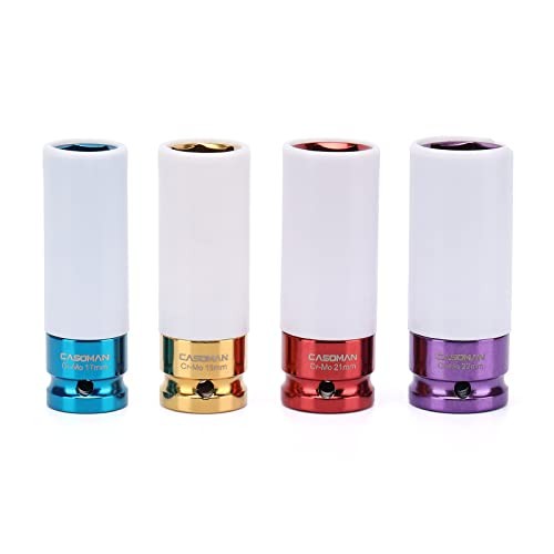CASOMAN 1/2- Inch Drive Wheel Protector Impact Socket, 1/2" Thin Wall Deep Impac