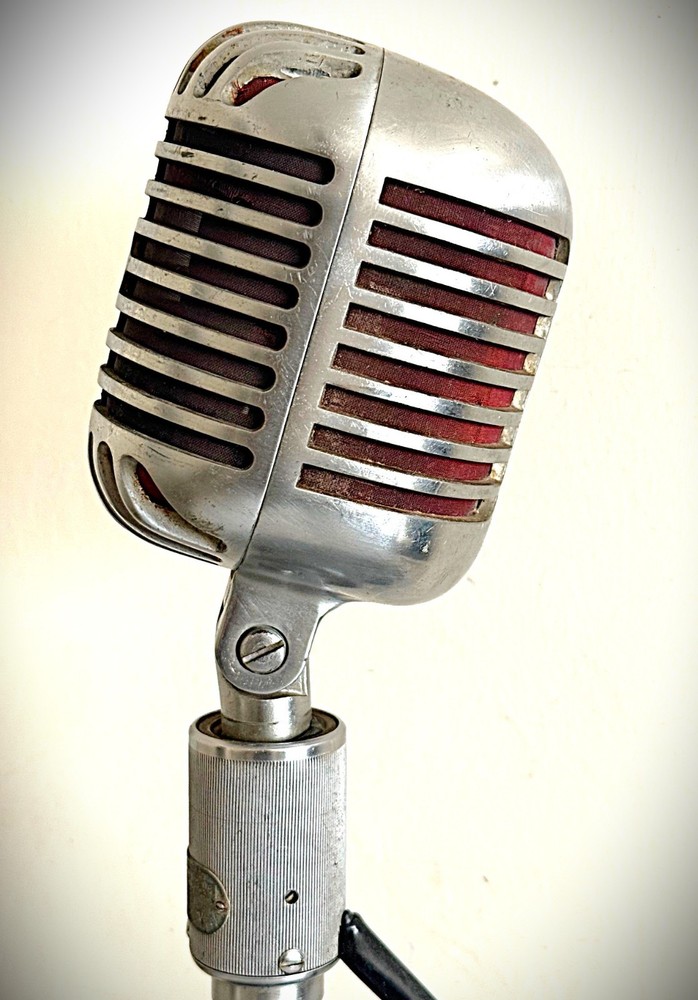 1950's Shure 556B Dynamic Microphone, working, includes adapter cable-stand-HEAR