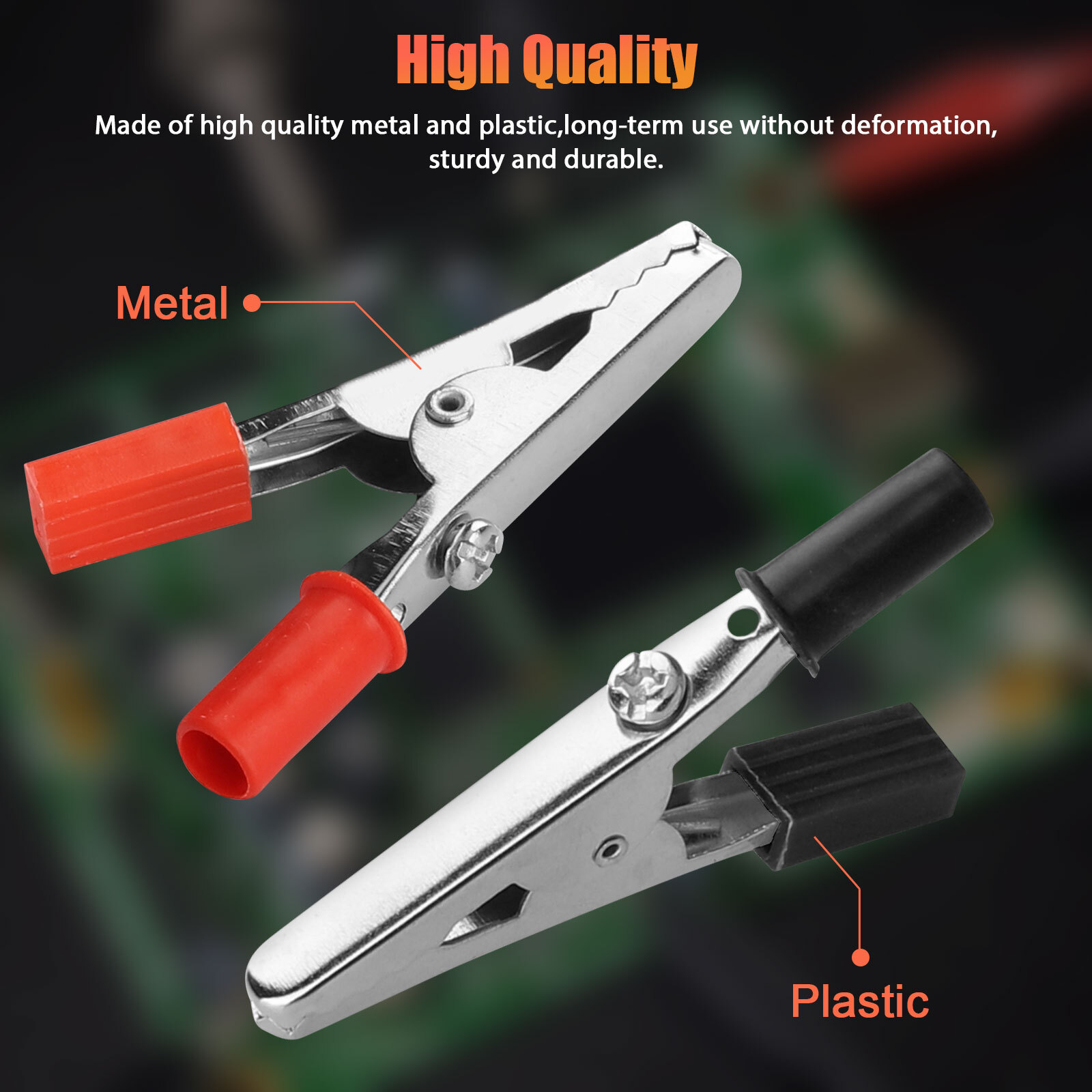 50Pcs Electrical Test Clamps Metal Alligator Clips with Red & Black Handle Bulk