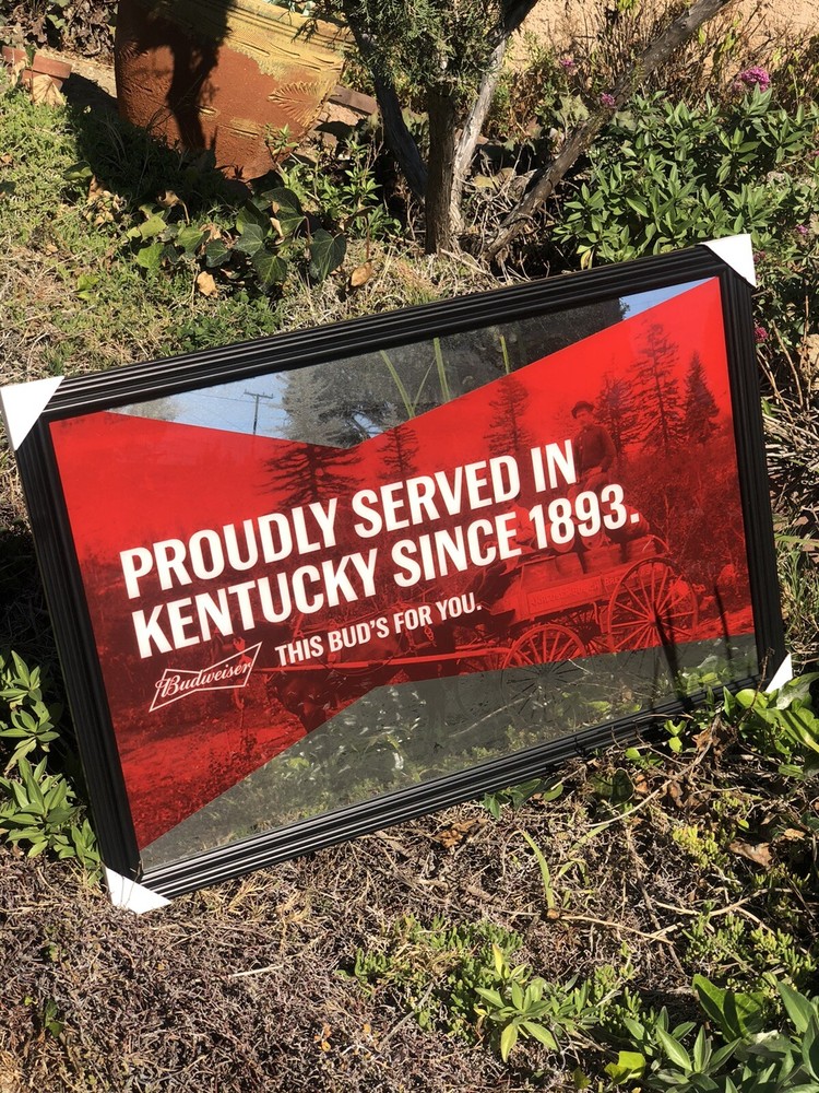 Budweiser Kentucky Beer Bar Mirror Man Cave Pub