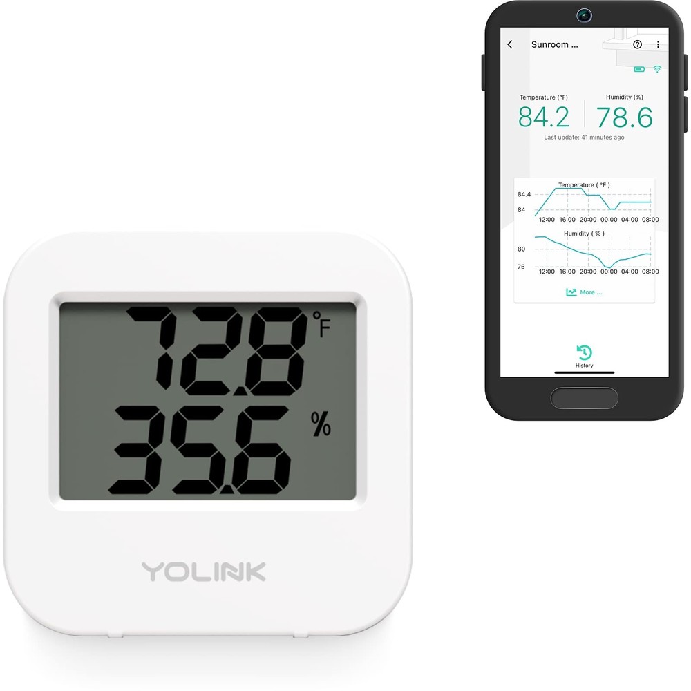 YoLink Smart Wireless Temperature & Humidity Sensor, Wide Temp Range white