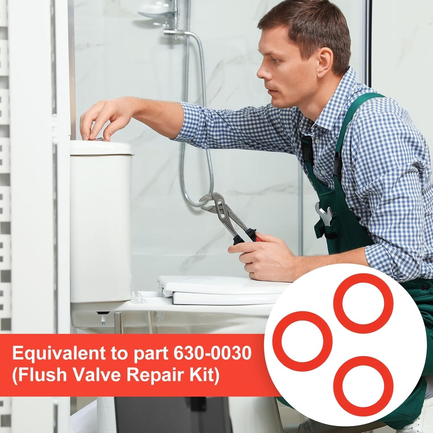 3-Pk Flush Valve Seal for Mansfield 210/211, Silicone Toilet Gasket, Red, NEW!..