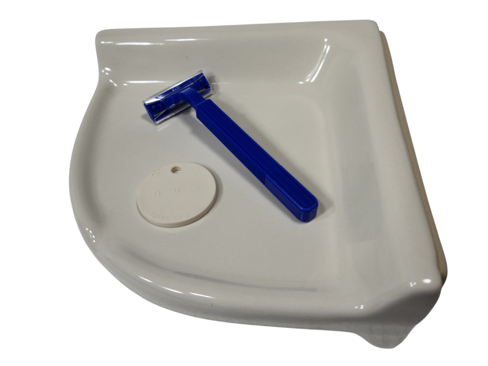 Beige Almond Bone Ceramic Shower Corner Tray Soap Dish Shampoo Holder Color 0135