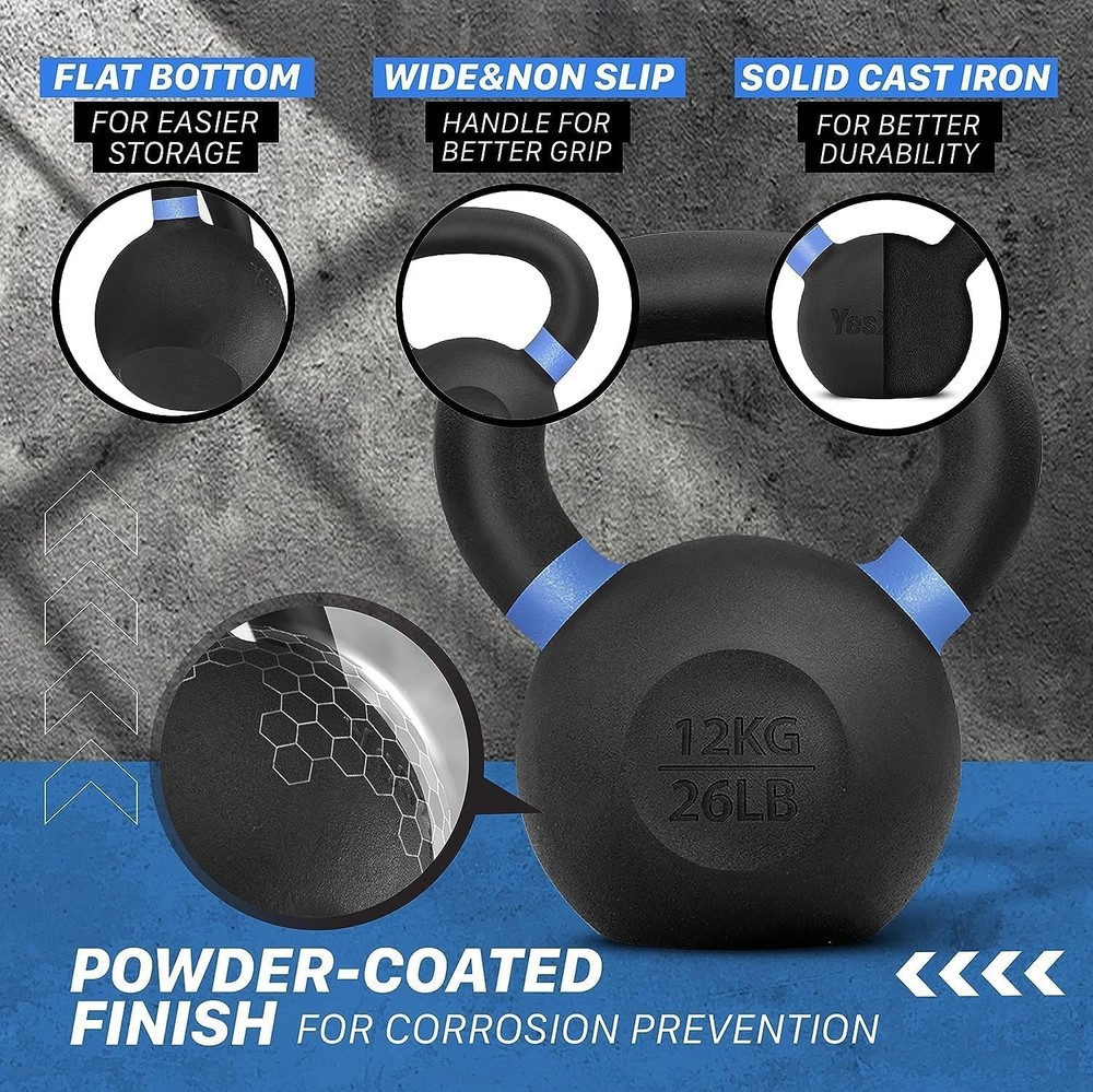 Cast Iron Kettlebell Pair for Strength Training.