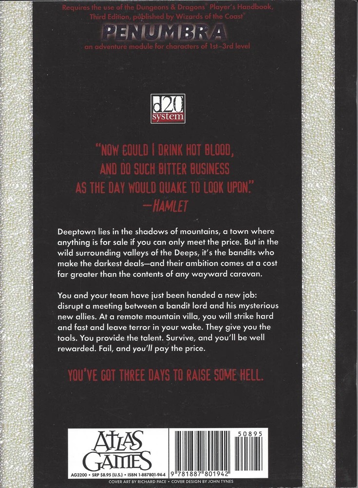 D&D 3E Module: Penumbra: Three Days to Kill, 2000, Clean