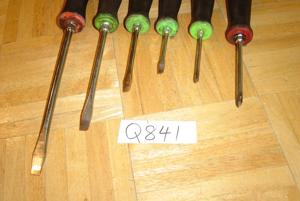 SNAP-ON TOOLS 6 PIECE GREEN & ORANGE SOFT GRIP HANDLE SCREWDRIVER SET