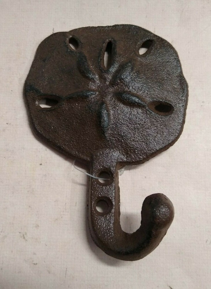 Towel Hat Bath Nautical SAND DOLLAR WALL HOOK Beach Shore Rust Finish