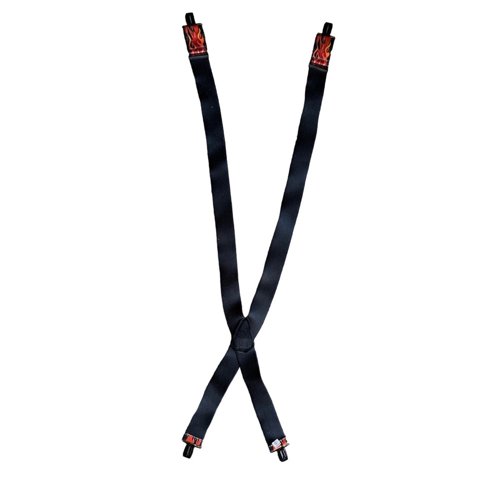 Hold Up Fire Flame Black Adjustable Suspenders