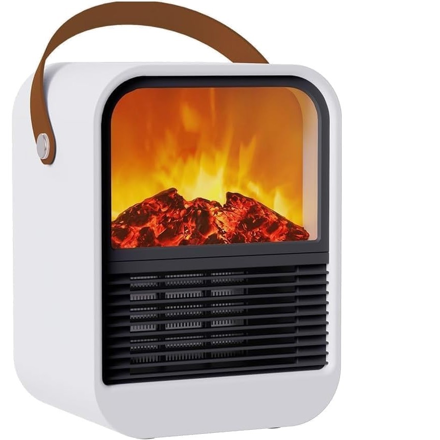 Compact 3D Flame Electric Fireplace with Remote - 270 sq.ft. Heating Solution