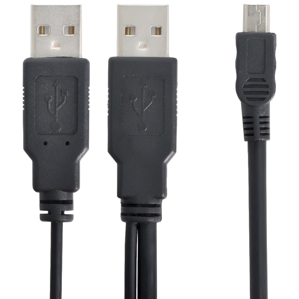 USB Dual Power For Y Shape 2x Type A- Mini B Cable, 18"