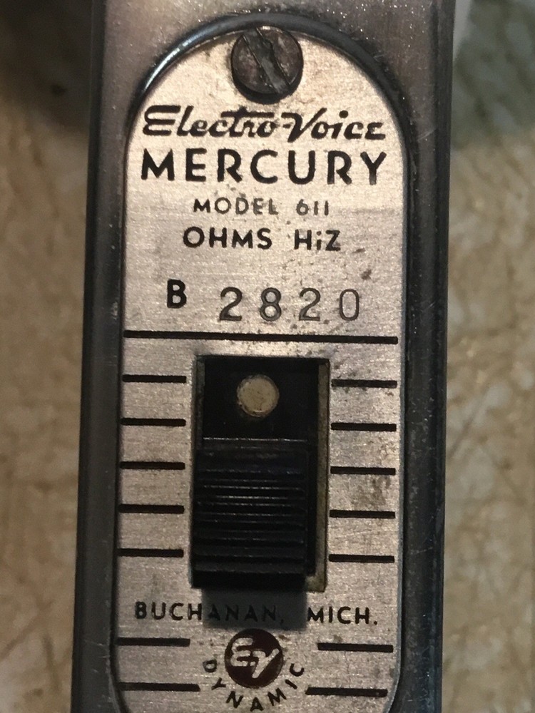 Electro-Voice Vintage Dynamic Microphone Model 611 Mercury 1950's Untested Cable