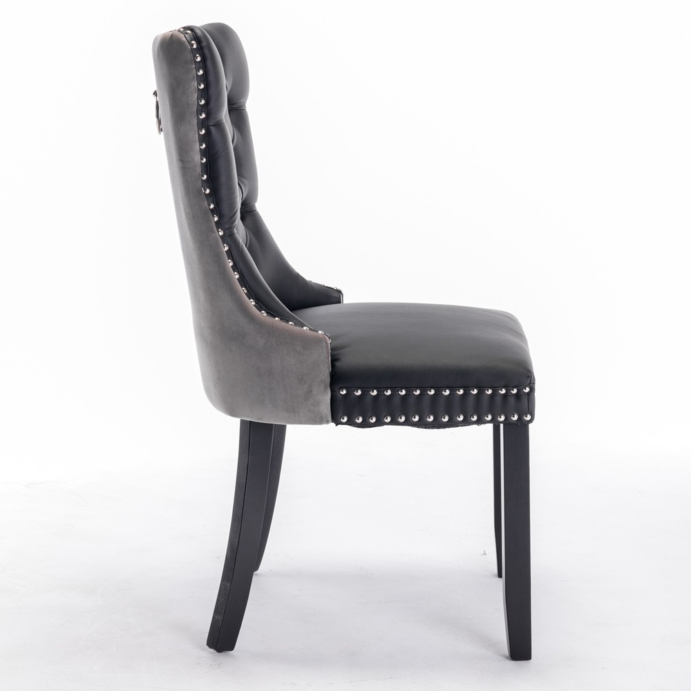 A&A Nikki Modern Tufted Solid Wood PU & Velvet Upholstered Sofa