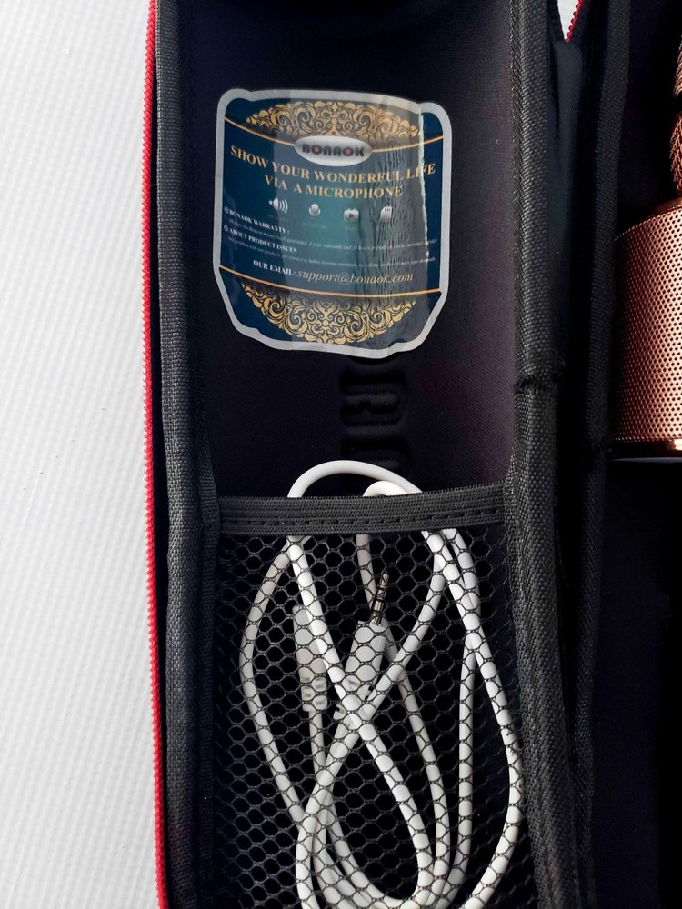 BONAOK Wireless Bluetooth Karaoke Microphone Rose Gold